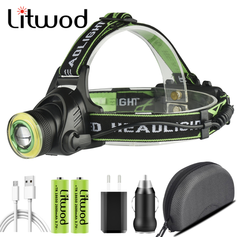 XM-L T6 & COB Led Headlamp Zoom Headlight 18650 Battery USB Rechargeable for Fishing Head Flashlight Lamp Torch Waterproof Light ► Photo 1/6