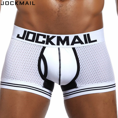 JOCKMAIL Brand Men Mesh Underwear Boxers calzoncillos hombre Gay Sleepwear Cueca Boxer Breathable Crotch Cotton Panties shorts ► Photo 1/6