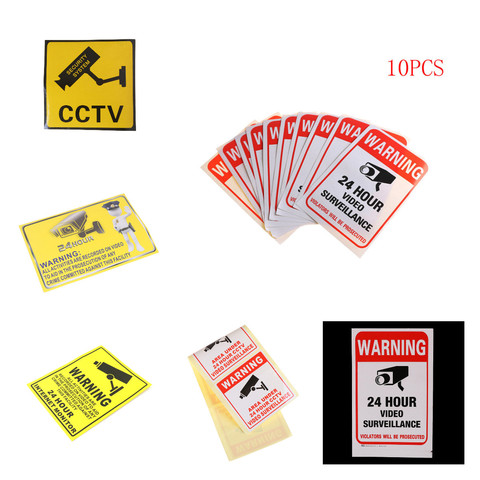 Warning Sticker 24H Video Camera System Warning Sign Wall Decal Surveillance Monitor Decal Public Area Security Wall Sticker ► Photo 1/6