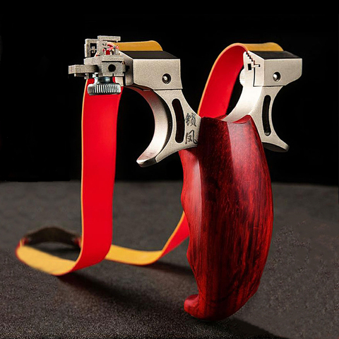 New Catapult Outdoor Hunting Power Slingshot  with Titanium Sight Flat Rubber Bands Slingshot Wood Handles  Stainless Steel ► Photo 1/6