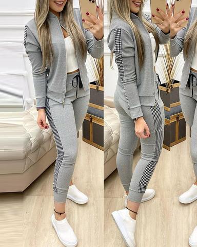 2022 Women Two Piece Set Outfits Autumn Women's Tracksuit Zipper Top And Pants Casual Sport Suit Winter 2 Piece Woman Set ► Photo 1/6