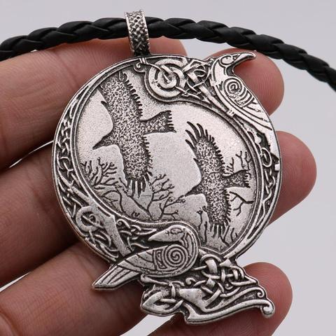 Viking Raven Pendant Necklace Odin Rune Amulet on moon bird celts crow Men's Necklace Viking Jewelry talisman ► Photo 1/3