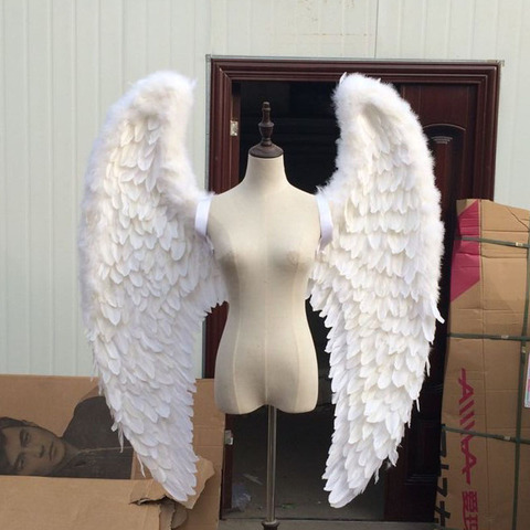 Creative White Feather Angel Feather Wings Adult Model Walk Show Cos Party Wing Shooting Props Murals Wall Decoration Prop Craft ► Photo 1/6