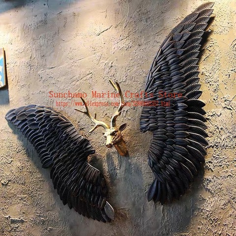 Retro Industrial Wind Decoration Wall Hanging Iron Angel Wing Wall Decoration Bar Coffee Party Photo Supply Murals Iron Wings ► Photo 1/6