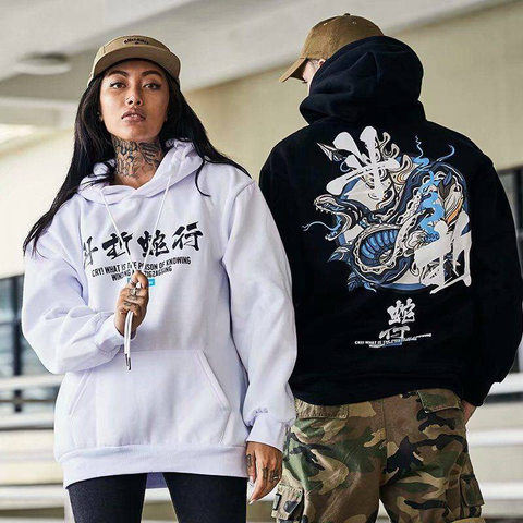 Fashion Harajuku Hoodie Sweatshirt Mens Casual Black Hip Hop Japan Print Hoodie Streetwear Clothing Top Coat Male Winter Hoodies ► Photo 1/6