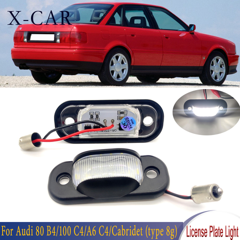 X-CAR 2pcs LED Car License Plate Lights Led Number Light Lamps For Audi 80 B4 91-95/Cabridet (type 8g) 91-00/100 C4 90-94/A6 C4 ► Photo 1/6