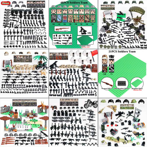 New WW2 Military Army Small Building Block Mini Soviet USA Army Soldiers Figures With Weapopns MOC Block Brick Toy For Children ► Photo 1/6