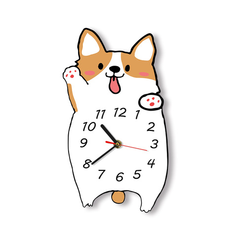 Baby Kid Bedroom Decor Corgi Dog Wall Clock Welsh Corgi Portrait Watch Pet Shop Quartz Quiet Print Morden Design Wall Art Decor ► Photo 1/6