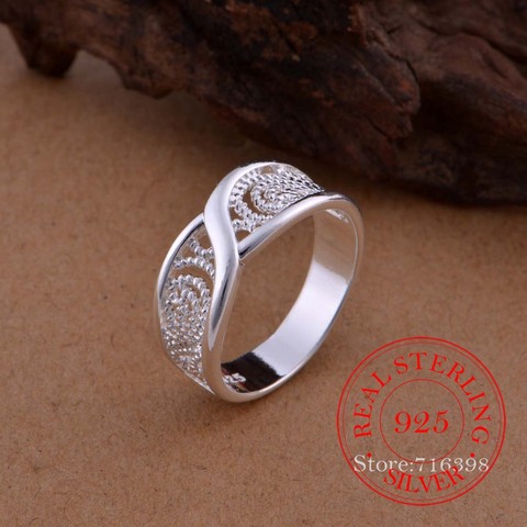 100% 925 Sterling Silver Jewelry Vintage hollow Pattern Couple's Wedding Silver Rings for Women Men Fashion Anel De Prata Bijoux ► Photo 1/5