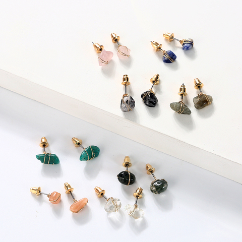 Trendy Fashion Jewelry Natural Stone Mini Stud Earrings for Women ► Photo 1/6