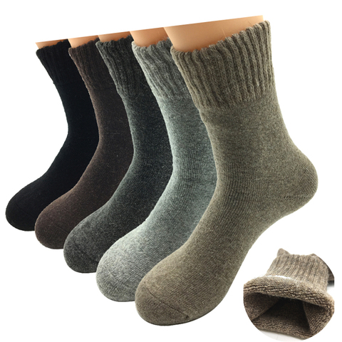 5 Pairs/Lot Thick Wool Socks Men Winter Warm Cashmere Breathable Socks Male Meias Hot Sale ► Photo 1/6