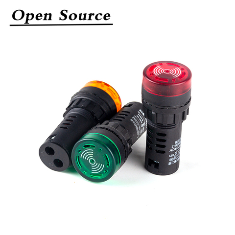 22mm AD16-22SM 12V 24V 220V Flash Signal Light Red LED Active Buzzer Beep Alarm Indicator Red Green Yellow ► Photo 1/6