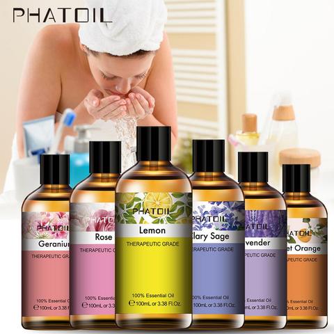 100ML Pure Natural Essential Oils Diffuser for Skin Care Rose Orange Lemon Lavender Rose Geranium Chamomile Clary Sage Aroma Oil ► Photo 1/6