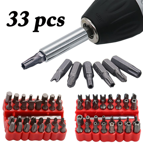 33pcs Security Bit Set with Magnetic Extension Bit Holder Tamper Star Screwdriver Bits Set Quick Release Bit Holder ► Photo 1/6