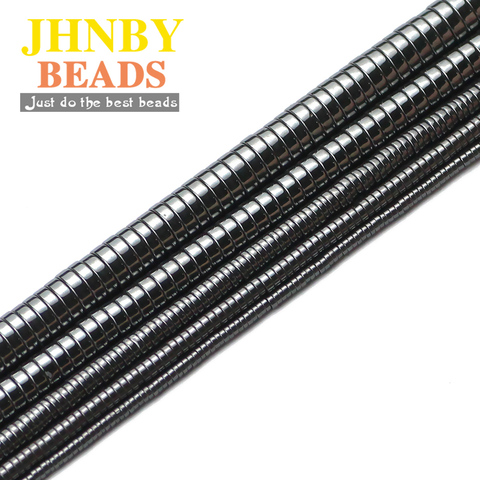 JHNBY 2~8mm Flat round Coin Black Hematite Natural Stone Spacer Loose Beads For Jewelry Making 15.5'' Diy Bracelets accessories ► Photo 1/6