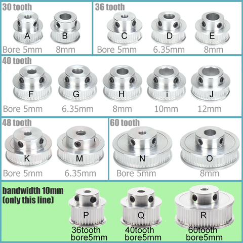 GT2 60 teeth 40Teeth 30 tooth 36tooth Bore 5mm/8mm Timing Alumium Pulley Fit for GT2-6mm Open Timing Belt for 3D Printer ► Photo 1/6