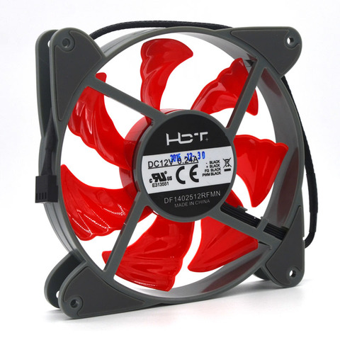 140mm pwm cpu cooling fan computer pc set up 12V 800-1400RPM 38-62CFM 0.24A silent Red Blade DF14025RFMN cooler ► Photo 1/6