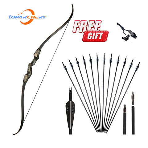 Toparchery bow and arrow set  60inch recurve bow  wooden Archery Bow for Right Hand and left hand Takedown Bow for practice hunt ► Photo 1/6