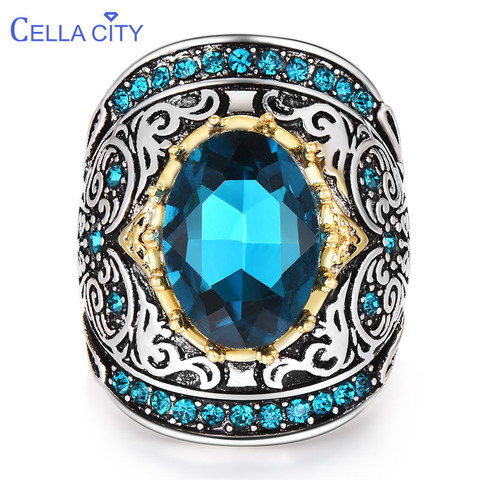 Cellacity Silver 925 Jewelry for Party Aquamarine Ring for Women Huge Oval Gemstones Hyperbole Design Size6-10 Female Gift Party ► Photo 1/6