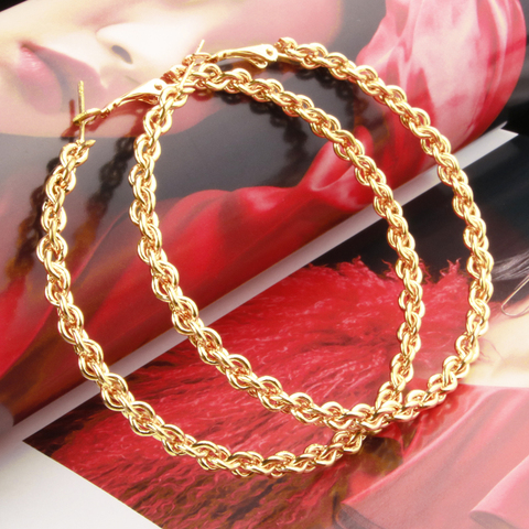 Large Big Round Hoop Earring For Women Gold Color Chain Clause Nice Shape Fashion  Gift Party Jewelry New 2022   E0106 ► Photo 1/6