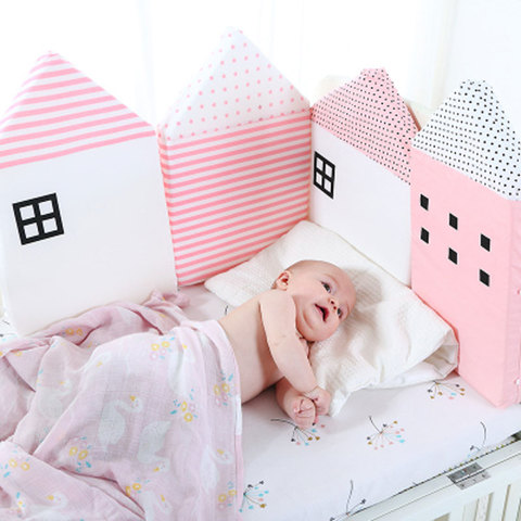 4Pcs/Lot Combination House Baby Bed Bumper Comfortable Protect Newborn Cot Around Pillows Baby Bumpers In The Crib ► Photo 1/6