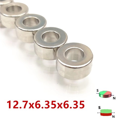 Diametrically Neodymium Magnets 12.7x6.35x6.35 Strong NdFeB Magnet N42 Powerful Round Magnetic Ring Magnets 1/2