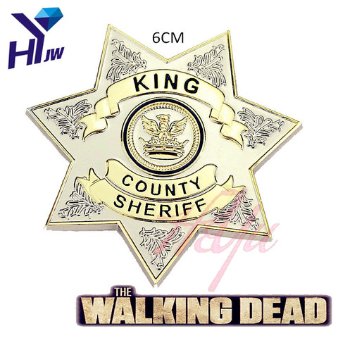 Hot Movie The Walking Dead Uniform Star King County Sheriff Letter Badge Gaes Cosplay Pin Shirt Brooch Jewelry Dropshipping ► Photo 1/6