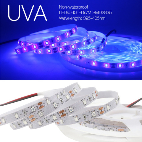 SumTang UV Led Strip 12V UVA Light 395-405nm SMD2835 60LEDs/m Ultraviolet Ray LED Diode Ribbon Purple Tape Lamp for Party ► Photo 1/3