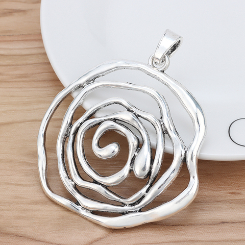 2 Pieces Tibetan Silver Large Open Spiral Swirl Vortex Charms Pendants for Necklace Jewellery Making Findings 74x72mm ► Photo 1/3