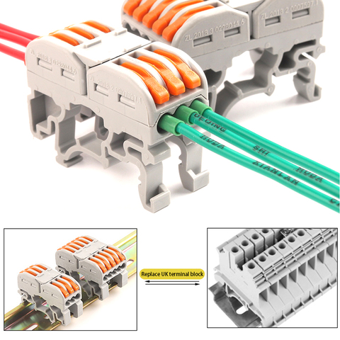 Din Rail type Quick Wire Connector PCT-211 222 Compact Splicing Conductor Cable Terminal Block Instead Of UK2.5B ► Photo 1/6