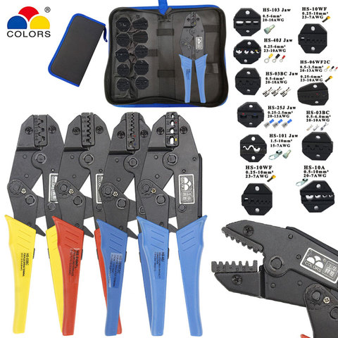 Crimping pliers kit 4 jaw HS-05H/03BC/10A/10WF/2546B for insulation/non-insulation/tube/pulg/mc4 terminals electrical tools ► Photo 1/6