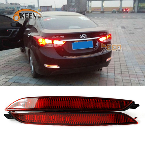 2pcs LED Rear Bumper Reflector Light For Hyundai Elantra MD Avante 2012 2013 2014 Tail Brake Stop Light 12V Red Color 5W ► Photo 1/6