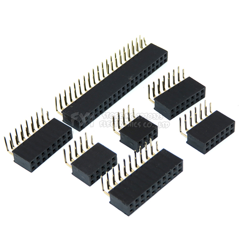 2.54mm R/A Double Row Female 2~40P PCB Board Right angle Pin Header socket Connector Pinheader 2*/4/6/10/20/40Pin For Arduino ► Photo 1/2