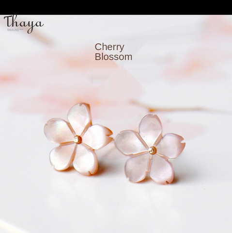 Thaya 925 Sterling Silver Cherry Blossom Earrings Female Flower Hypoallergenic Girl Stylish Earrings Trendy Fashion Earring ► Photo 1/1