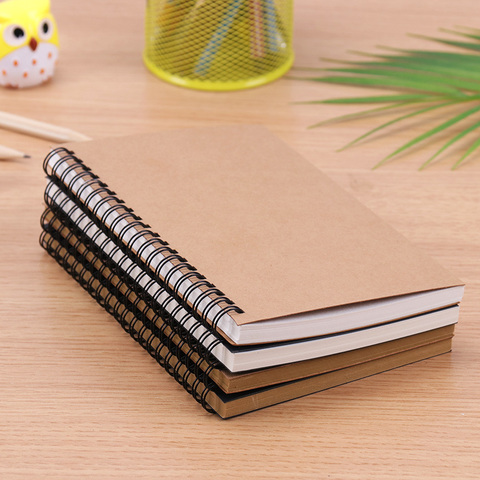 Creative Simple Kraft Paper Material Double Coil Ring Spiral Notebook  Sketchbook Diary For Drawing Painting Paper Notepad ► Photo 1/6