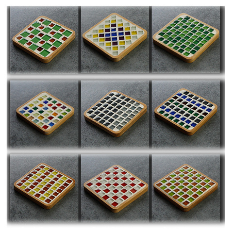 Bamboo Square Cup Coasters Mosaic Coaster Cup Mat Placemat Mosaic Making parent-child DIY Craft Mosaic Tool Kit Holiday Gift ► Photo 1/6