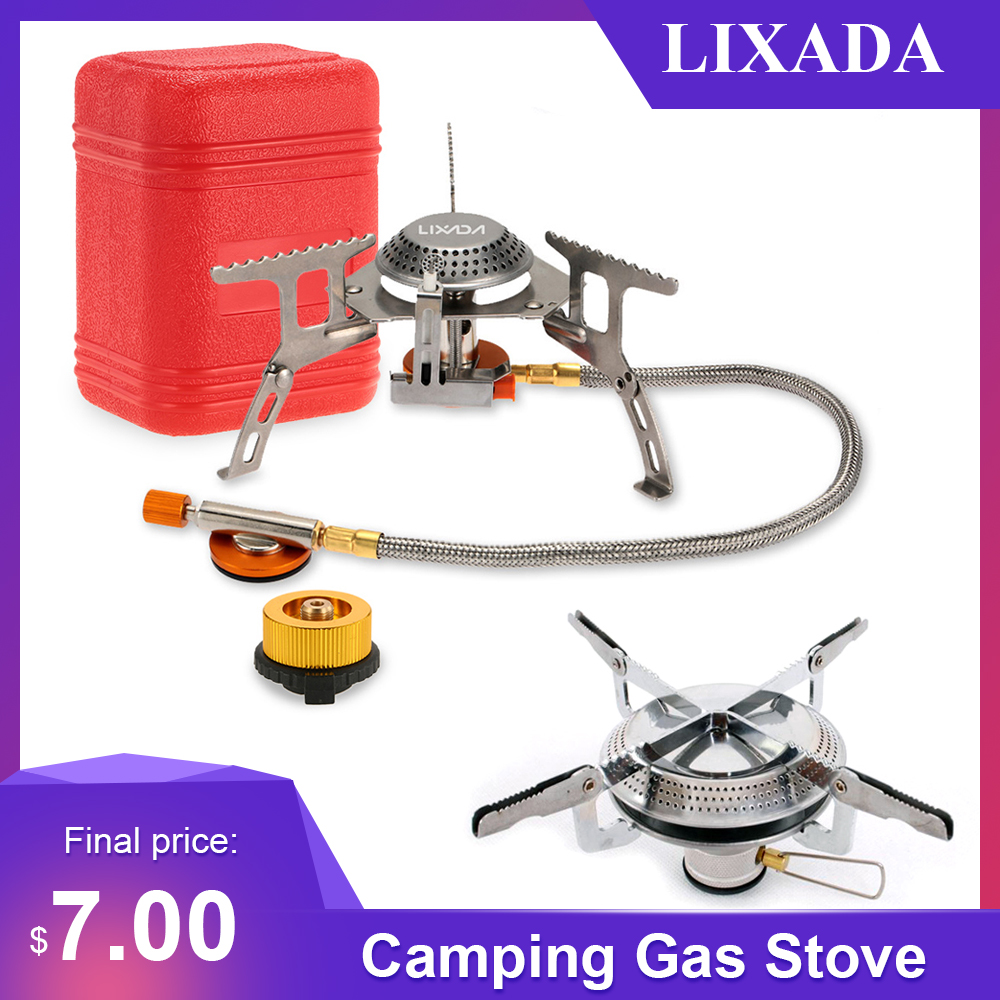 Lixada Camping Gas Stove,Foldable Backpacking Stove with Adapter