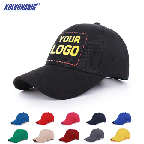 YOUR LOGO personalized customized DIY Print Baseball Cap For Men Unisex Hip Hop Velcro Adjustable Curved Sun Visor Bone Dad Hat ► Photo 1/6