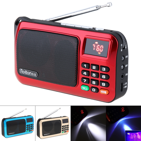 Rolton W405 Portable TF Card USB Mini FM Elder Radio Speaker with LCD Display Subwoofer MP3 Player/Torch Lamp/Verify ► Photo 1/6