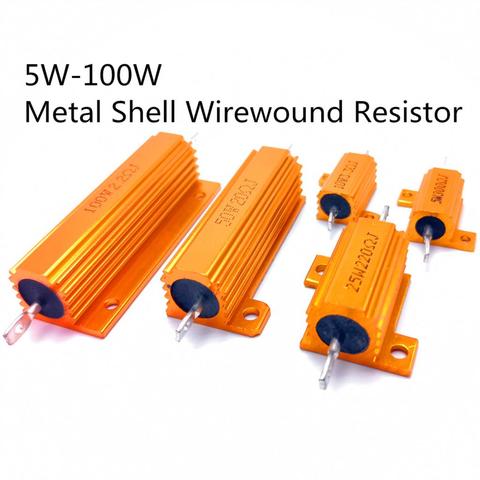 25W 50W 100W Aluminum Power Metal Shell Case Wirewound Resistor 0.01-100K 0.05 0.1 0.5 1 2 6 8 10 20 200 500 1K 10K ohm ► Photo 1/5