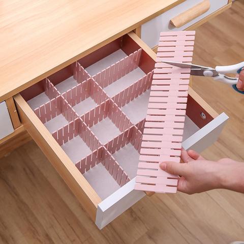 Adjustable Plastic Drawer Divider DIY Storage Shelves Household Free Combination Partition Board Space-saving Division Tools ► Photo 1/6