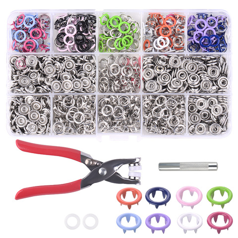 9.5mm 200pcs Metal Buttons for  Prong Ring Press Studs Snap Fasteners + to Nipple Plier Sewing Tools DIY Garment Decoratio ► Photo 1/6