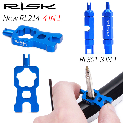 RISK Bike Schrader Presta Valve Core Installation Removal Wrench New 4 IN 1 Aluminum Multifunctional Nozzle Bicycle Repair Tools ► Photo 1/6