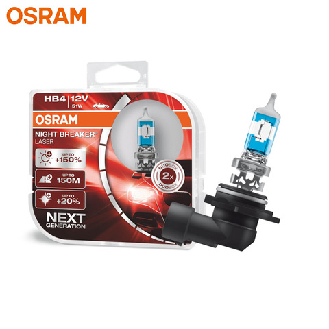 OSRAM 9006 HB4 9006NL Halogen Night Breaker Laser Next Generation 12V 51W +150% Bright White Auto Halogen Genuine Fog Bulbs Pair ► Photo 1/6