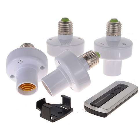 4pcs/lot Wireless Remote Control Light Lamp Bulb Holder Cap Socket Switch  for E27 bulb with 4 in 1 Remote Controller ► Photo 1/6