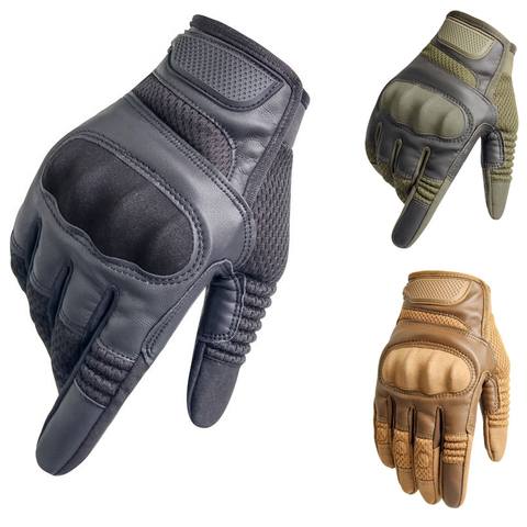 Touch Screen Gloves Tactical Rubber Hard Knuckle Full Finger Gloves Men Military Paintball Airsoft Bicycle Hiking Leather Gloves ► Photo 1/6