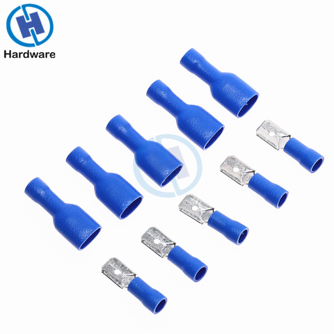 100PCS Blue 16-14 AWG Insulated Spade Crimp Wire Cable Connector Terminal Male Female Kit ► Photo 1/6