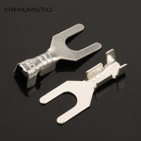 100 Pcs Fork Terminal Block Cold-Pressed Bare 3.2MM Crimp terminal Pin U/Y-Shaped Grounding Lug DJ4413-3.2B ► Photo 1/4