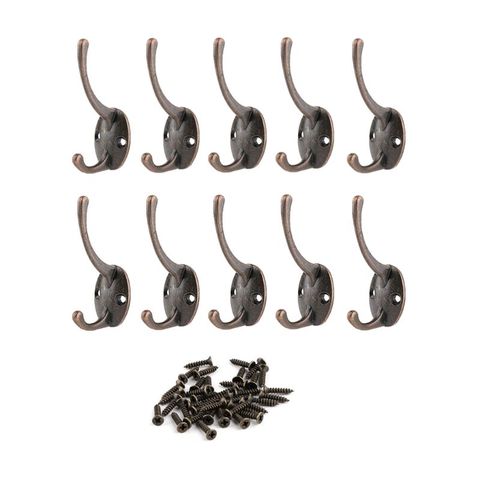 10Pcs/set Alloy Vintage Wardrobe Hook Bathroom Coat Hat Hooks Hanger Bronze Iron Wall Hooks Coat Bag Hat Hanger ► Photo 1/6