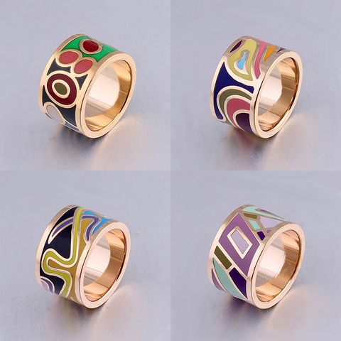 Woman Stainess Steel Ring Man Wedding Party  Gold Plating Rings Luxury Brand Enamel  Jewelry Birthday Gifts ► Photo 1/6